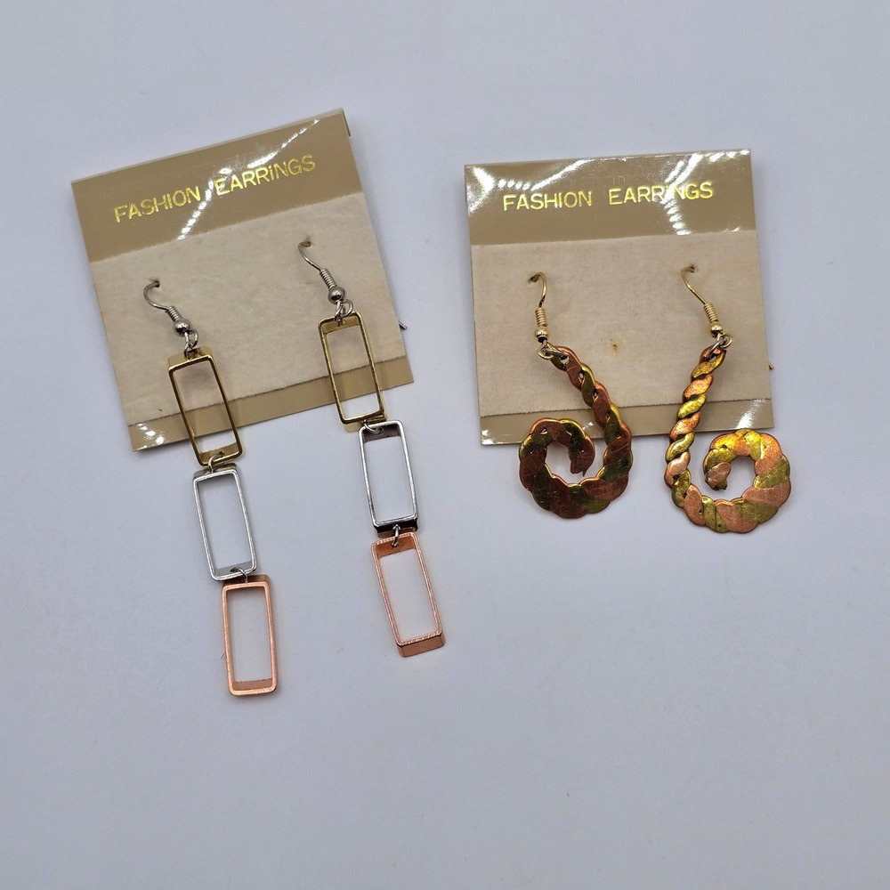 Vintage Geometric Drop Earrings Set Women Gold Silver Rose Tone Mixed Metal Boho